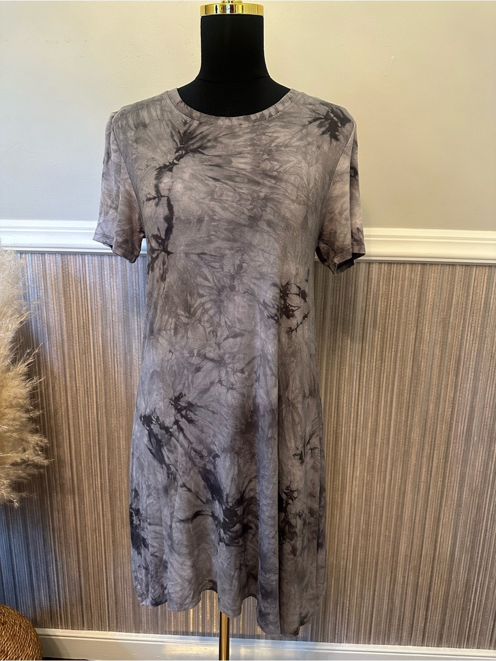 Justify Gray Tie Dye Open Back Swing Dress Size Medium